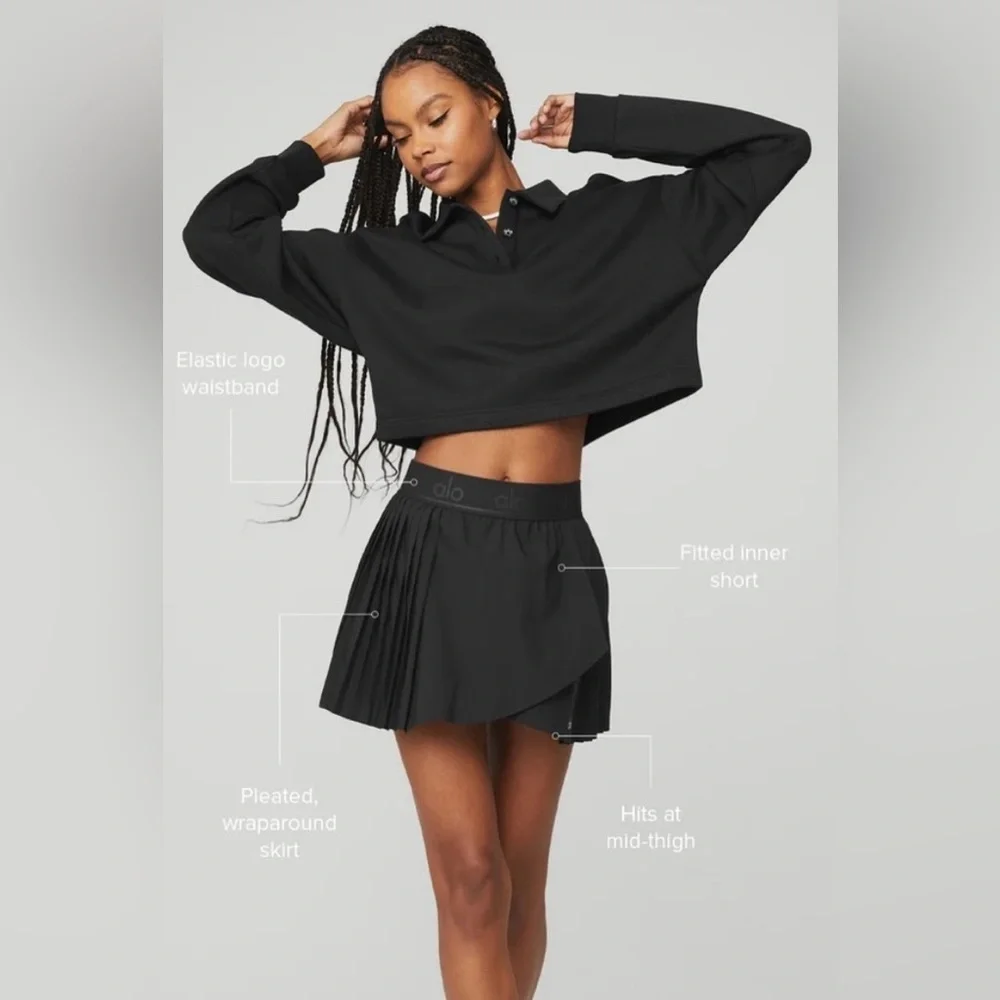 ALO Yoga Aces Tennis Skirt in Black